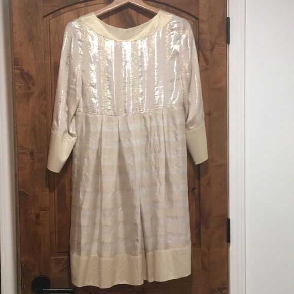 Diane Von Furstenberg Gold Metallic Dress Sz 6 - Picture 2 of 7